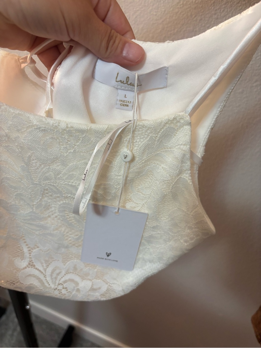 🌸Lulu's Ivory Lace Up Back Cami with Vintage Leather Skirt - Picture 2 of 4